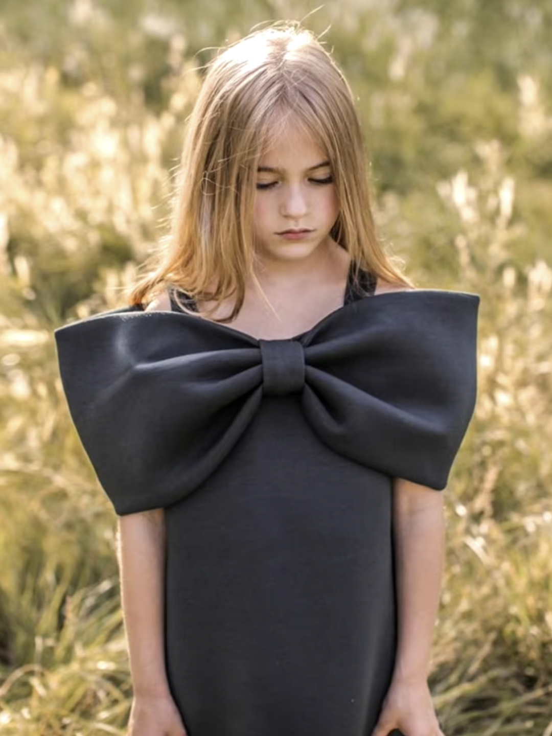 Girls Statement Bow Sleeveless A-Line Elegant Dress