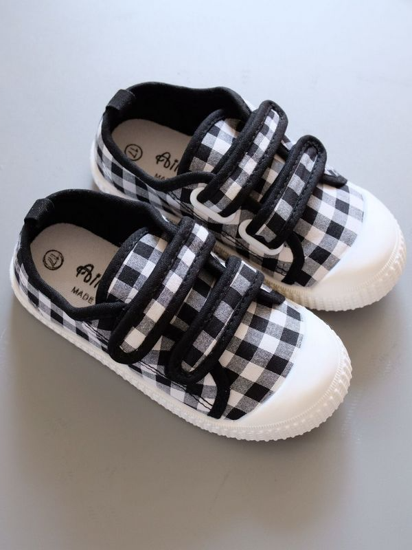 Back To School Shoes | Plaid Velcro Strap Sneakers | Mia Belle Girls