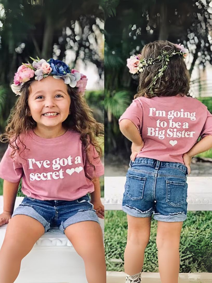 Girls Big Sister I've Got a Secret Announcement T-Shirt