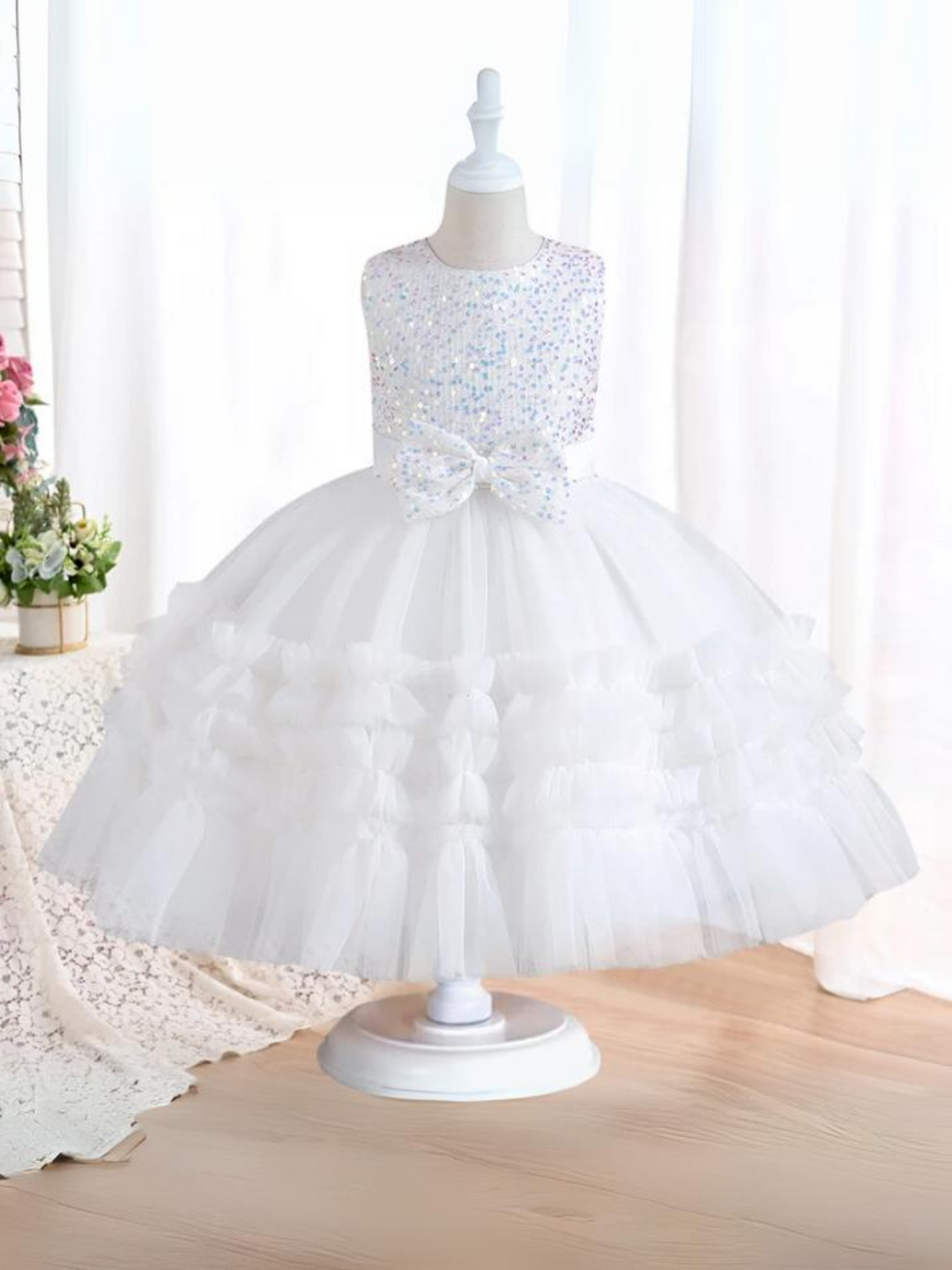 Mia Belle Girls Sequin Tulle Gown | Girls Communion Dresses