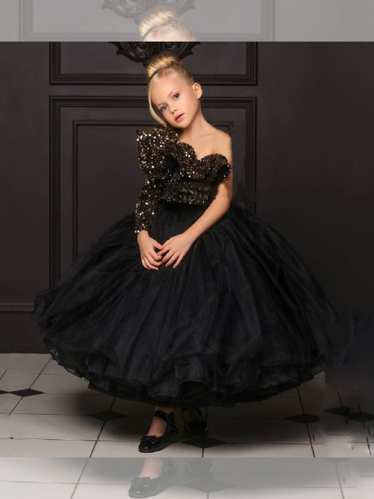 Black Sequin Tutu Gown | Little Girls Formal Dress - Mia Belle Girls