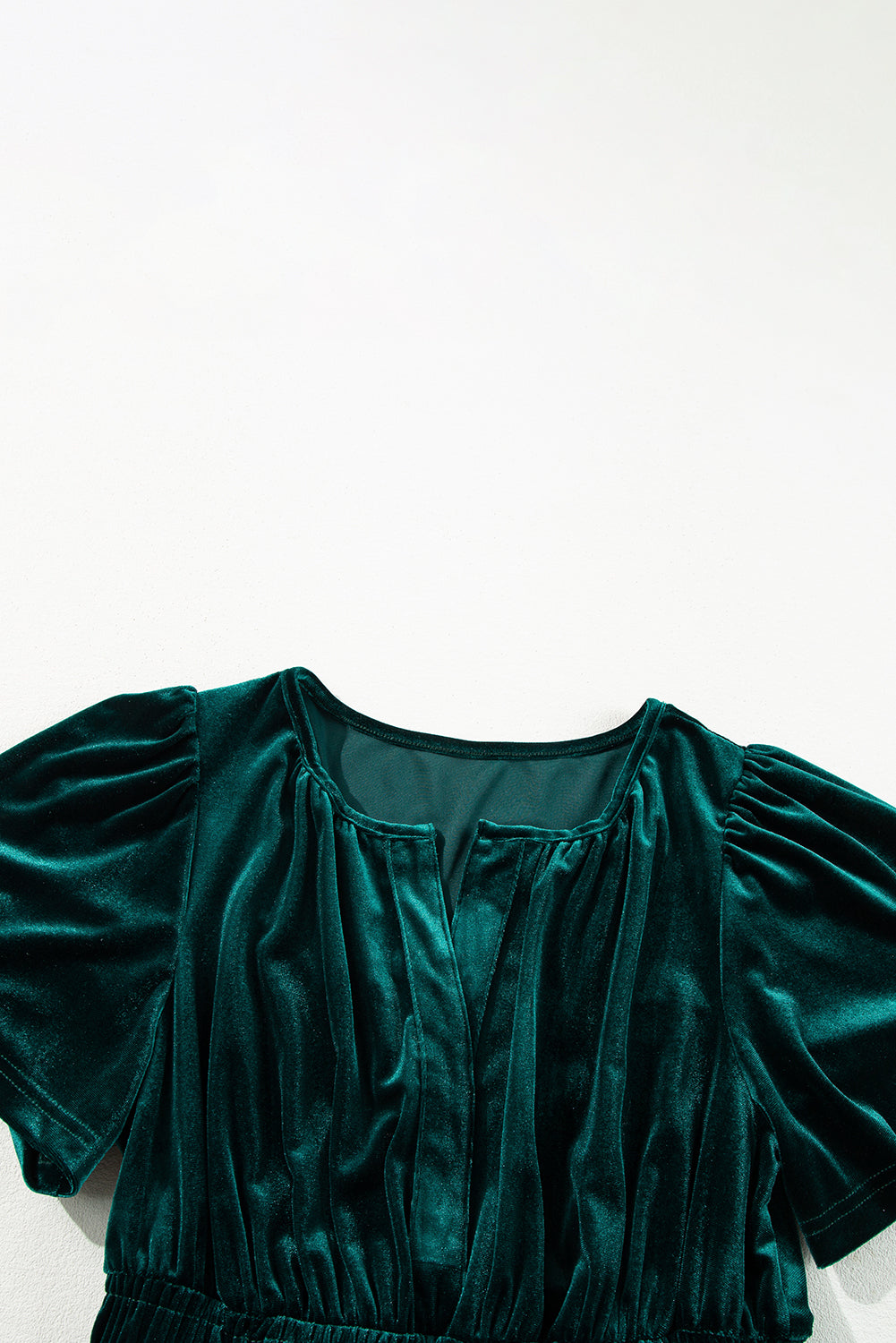 Womens Emerald Velvet Winter Wonder Maxi Dress with Puff Sleeves