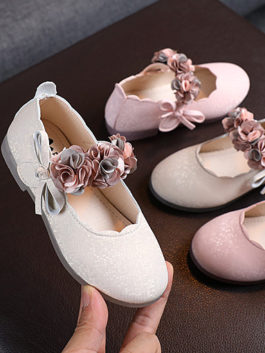 Shoes By Liv & Mia | Floral Arch Ribbon Sparkle Flats - Mia Belle Girls