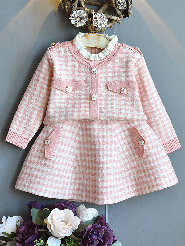 Girls Preppy Chic | Plaid Pullover Sweater & Skirt | Mia Belle Girls