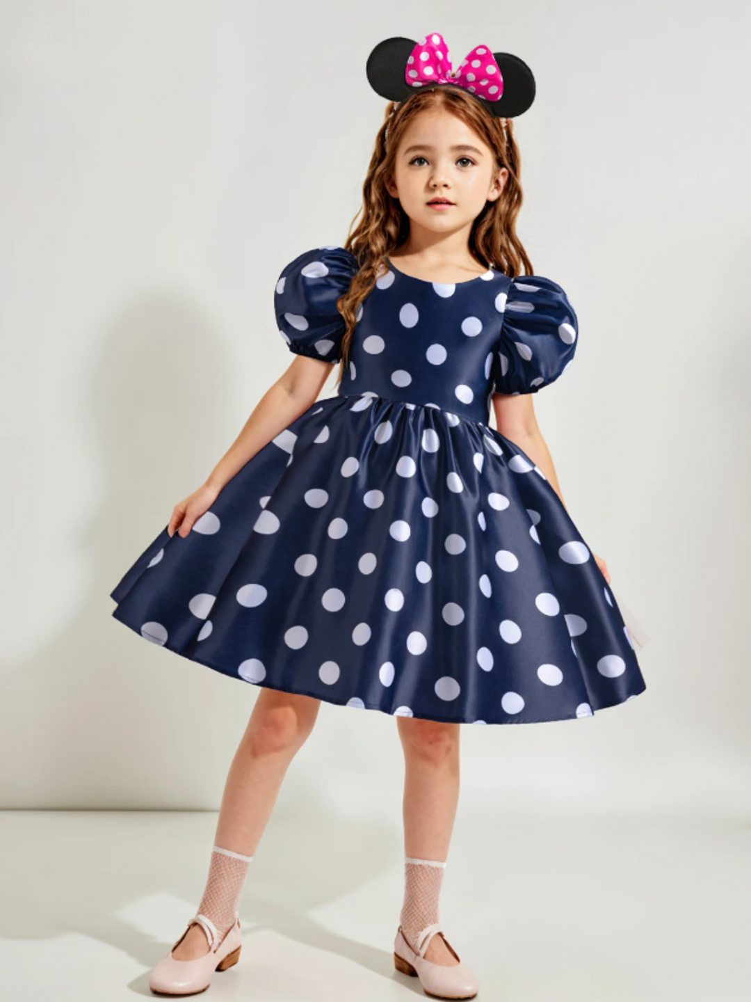 Mia Belle Girls Polka Dot Puff Sleeve Dress Set | Girls Spring Dresses