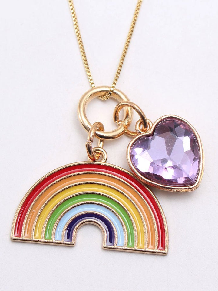 Halloween Accessories | Rainbow Heart Charm Necklace | Mia Belle Girls