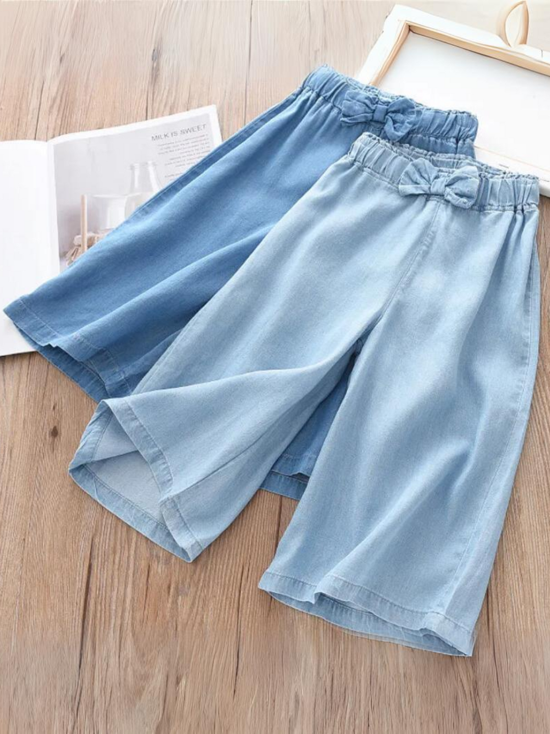 Mia Belle Girls Wide Leg Chambray Pants | Girls Spring Outfits