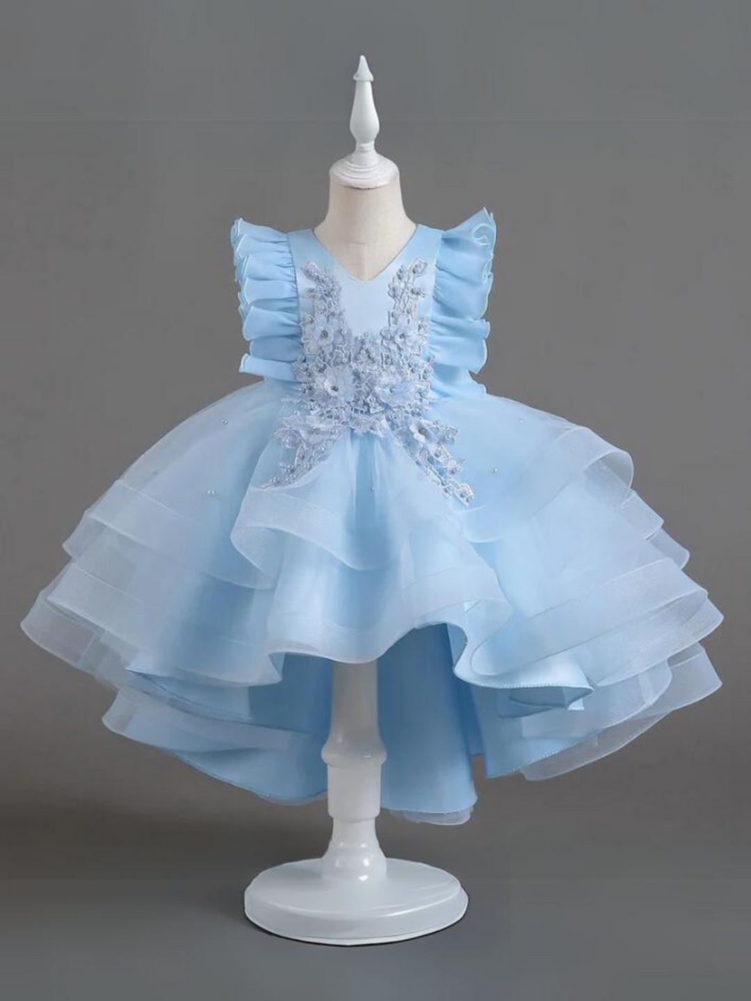 Mia Belle Girls Layered Hi-Lo Tulle Dress | Girls Princess Dresses