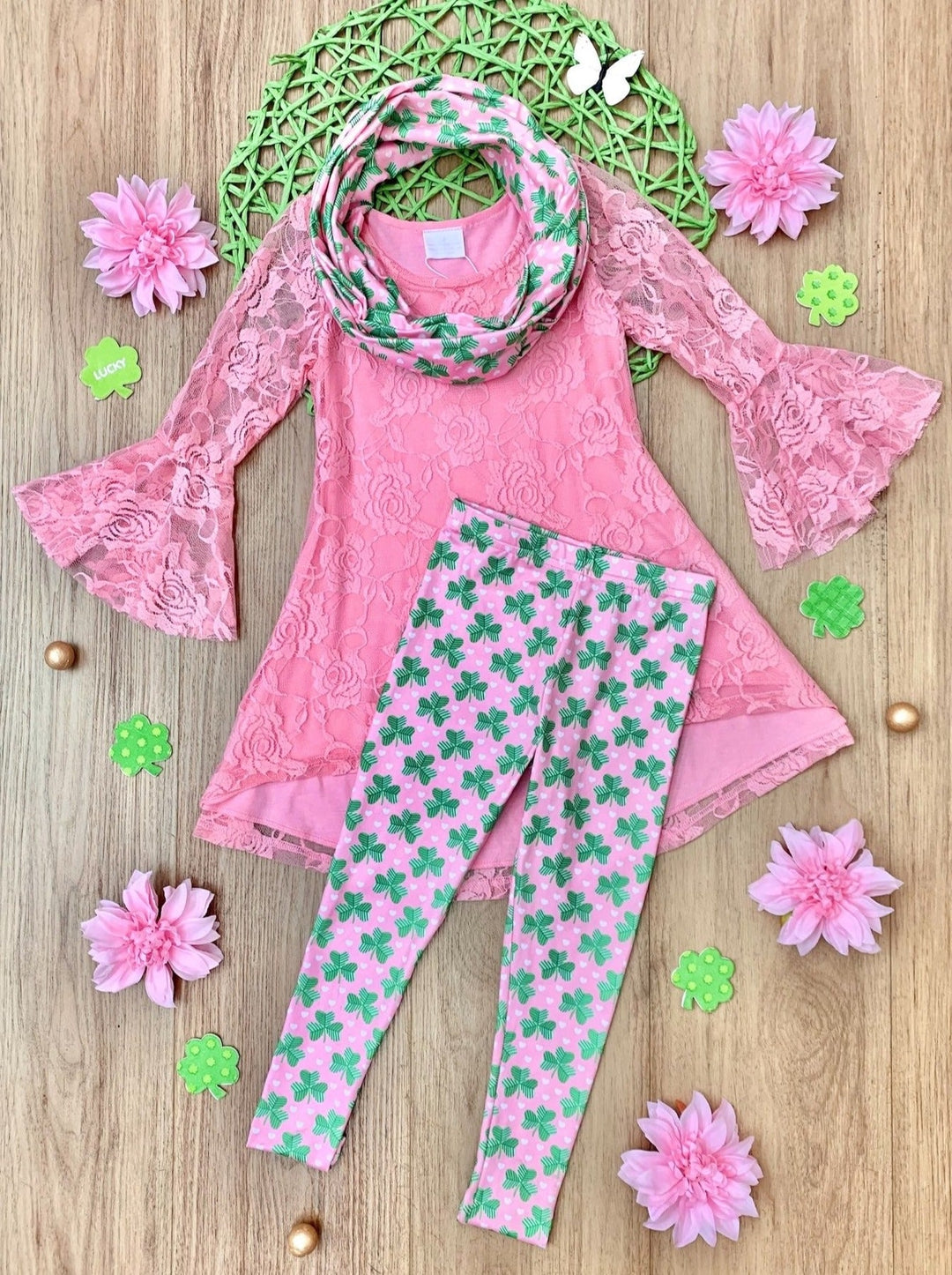 Mia Belle Girls Clover 3 Piece Set | Girls St. Patrick's Day Sets