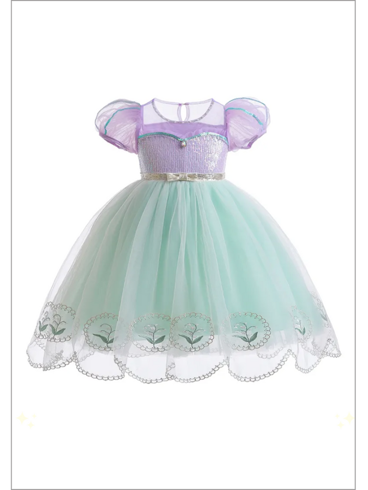 Mia Belle Girls Scallop Hem Tulle Dress | Girls Spring Formal Dresses