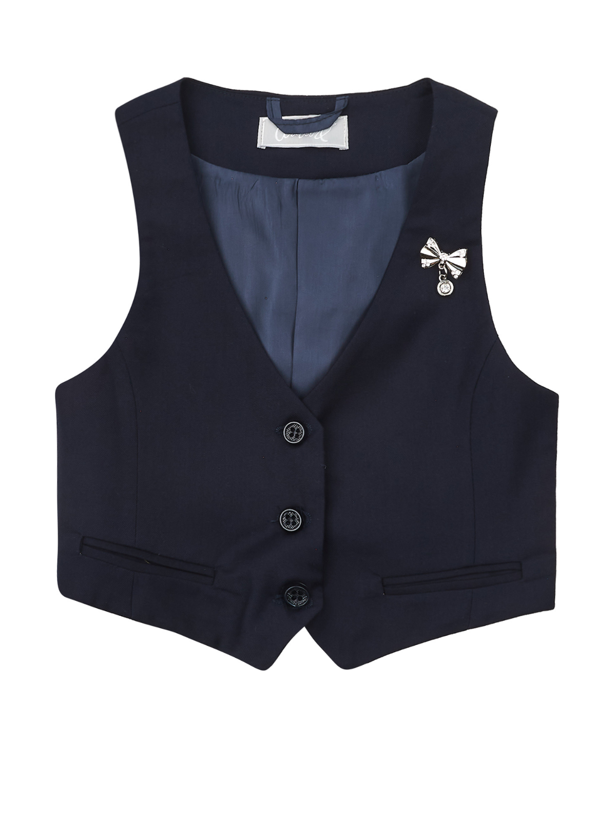 Classic Navy Girls Bow Pin Vest by Kids Couture
