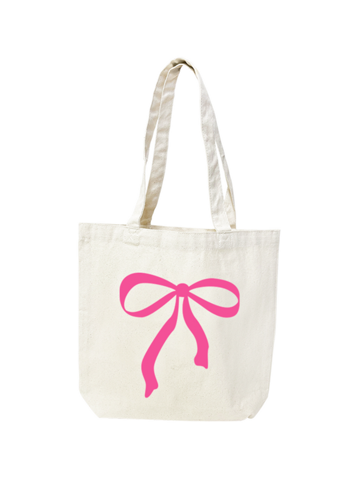 Viv & Lou Hot Pink Bow Large Canvas Tote