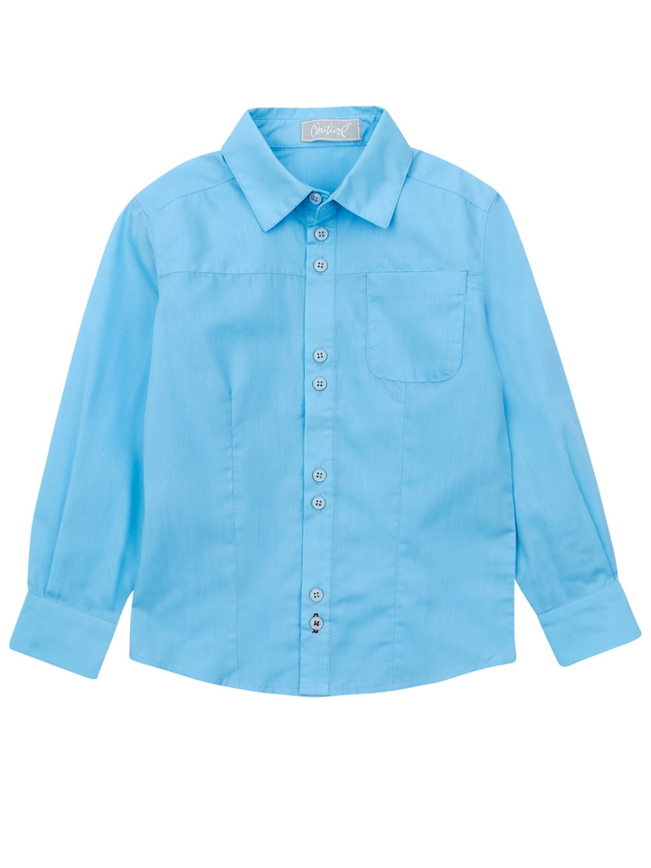 Essential School Uniform Blue Long Sleeve Shirt by Kids Couture