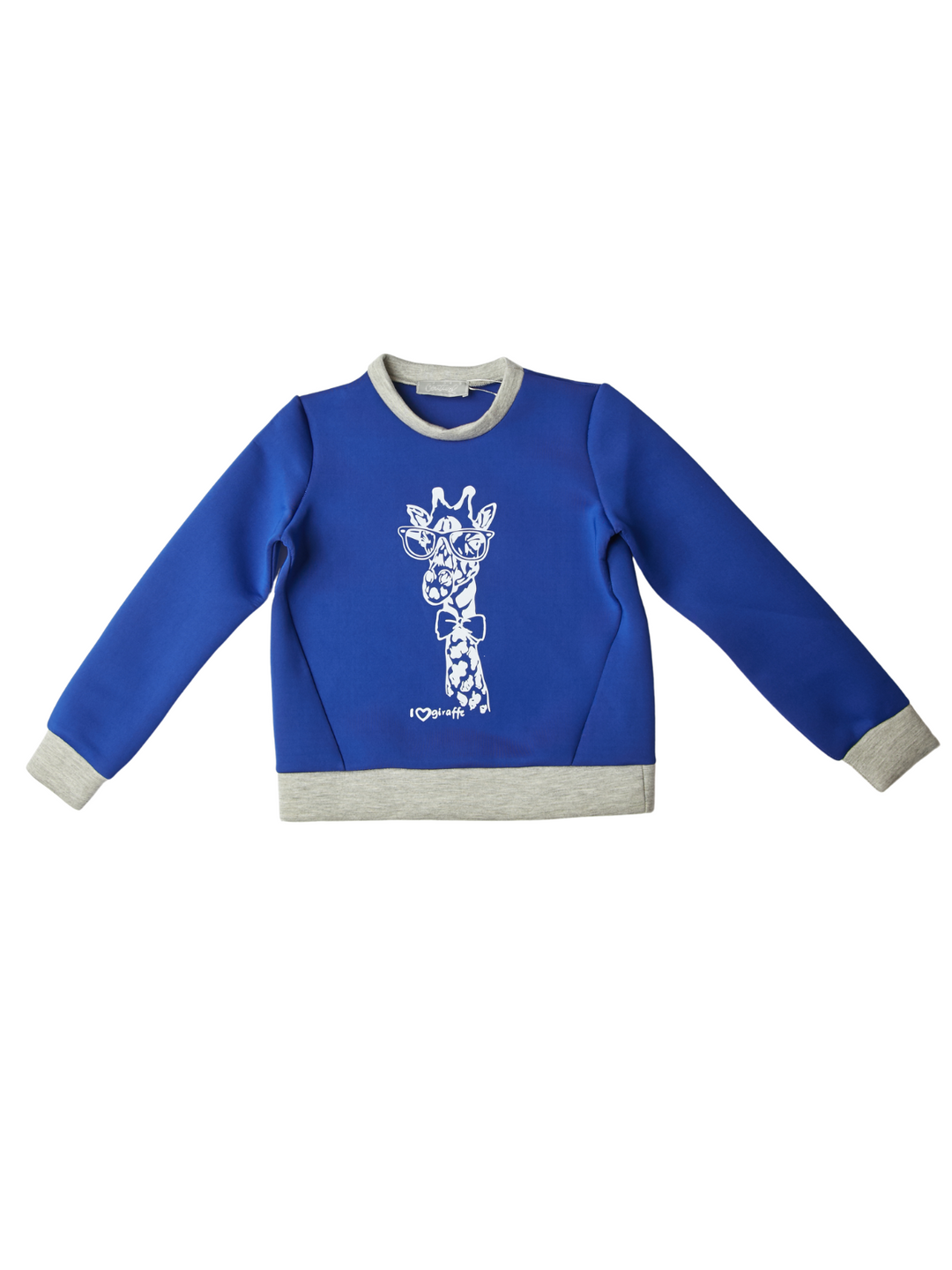 Blaues, glamouröses Sweatshirt mit Giraffenmotiv von Kids Couture