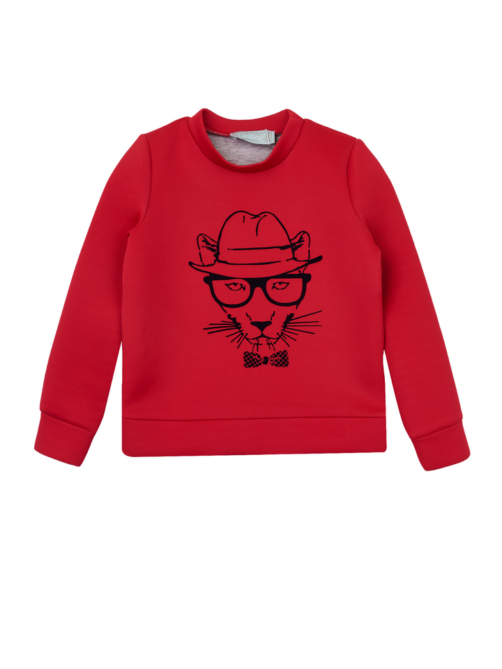 Boys Red Cool Cat Sweatshirt by Kids Couture