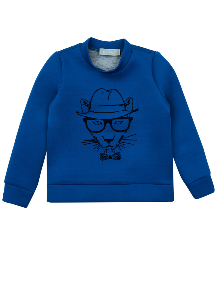 Blaues Cool Cat-Sweatshirt für Jungen von Kids Couture