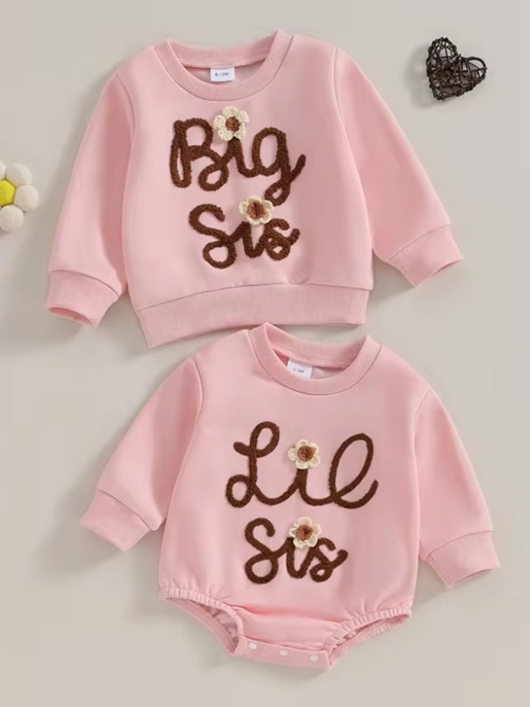 Girls Matching Long Sleeve Cotton Lil Sis Outfits