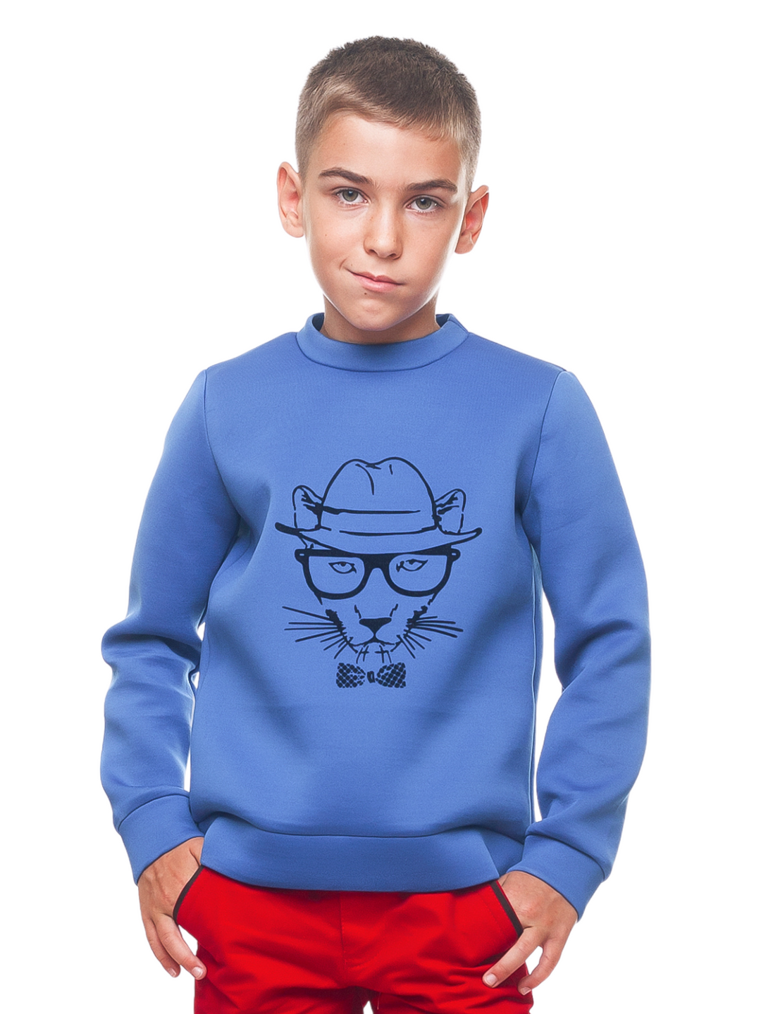 Blaues Cool Cat-Sweatshirt für Jungen von Kids Couture