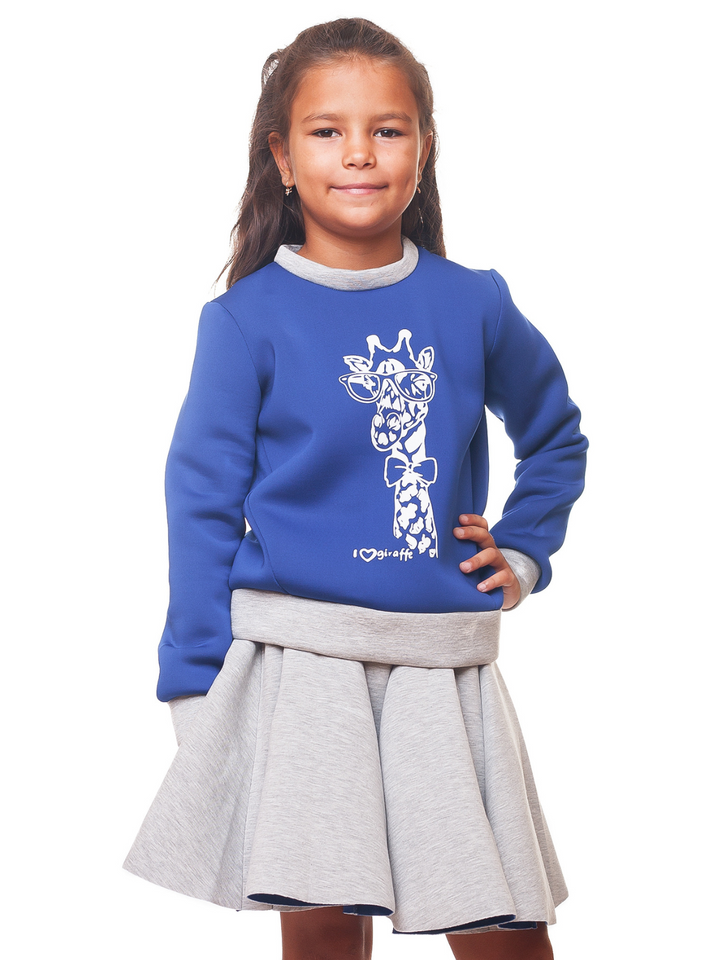 Blue Giraffe Glam Sweatshirt by Kids Couture