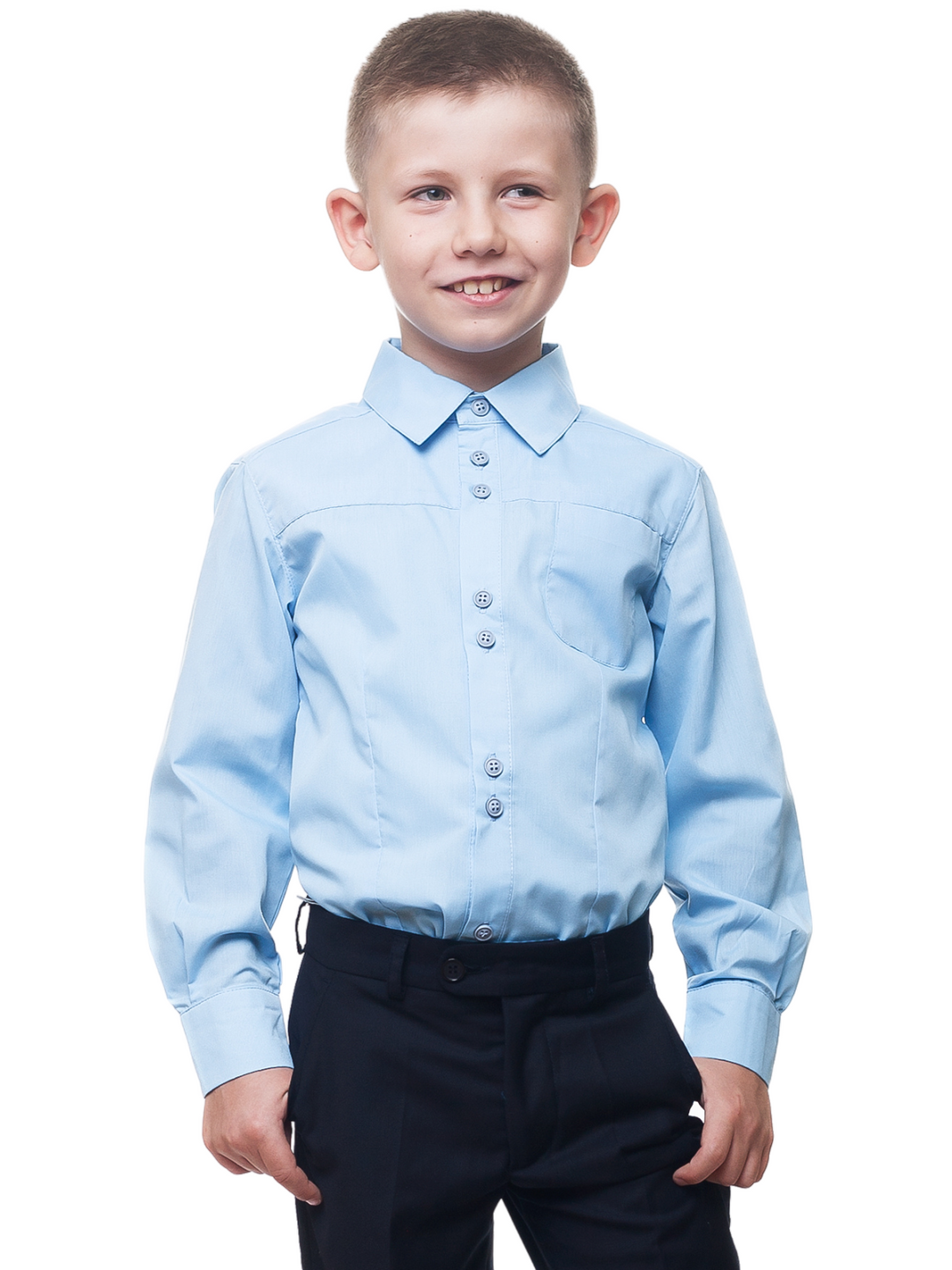 Essential School Uniform Blue Long Sleeve Shirt by Kids Couture