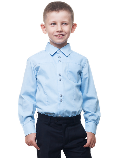 Essential School Uniform Blue Long Sleeve Shirt by Kids Couture