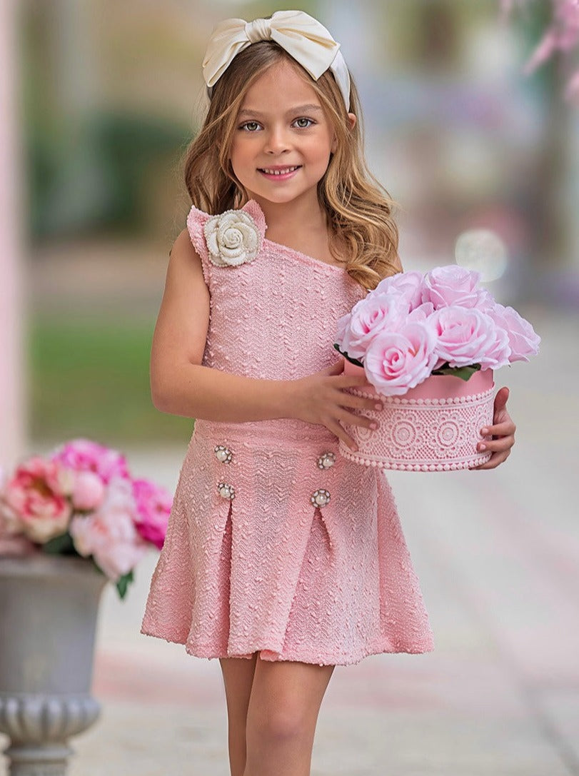 Fancy Flower Pink Matching Top and Skirt Set