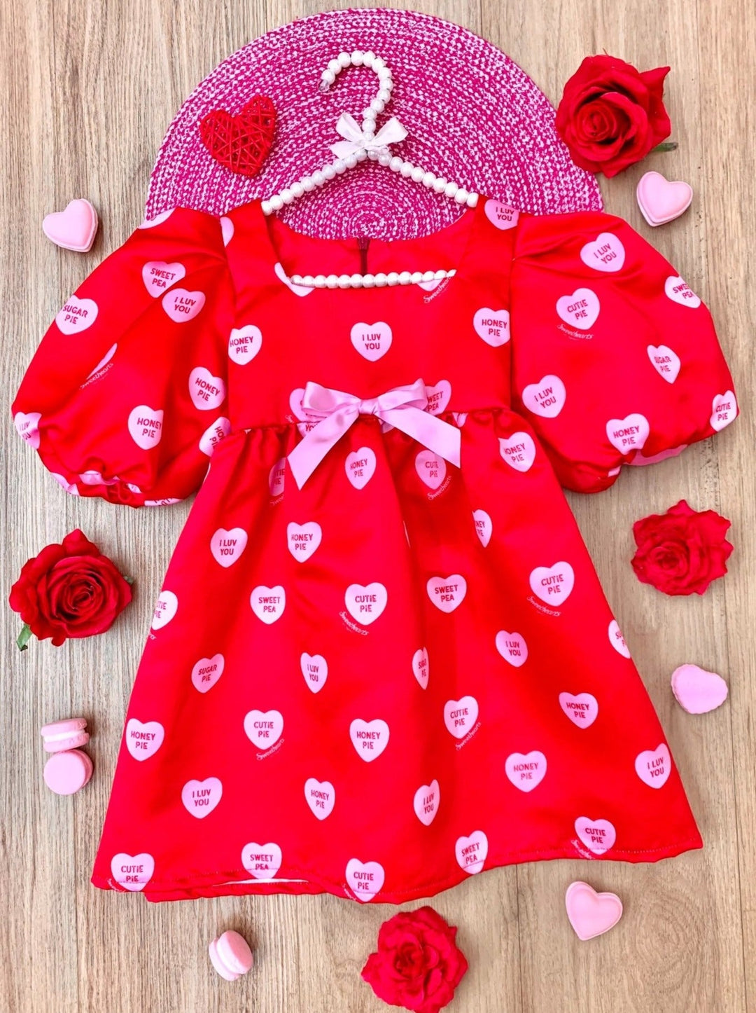 Sweethearts x Mia Belle Girls Red Puff Dress | Valentine's Dress