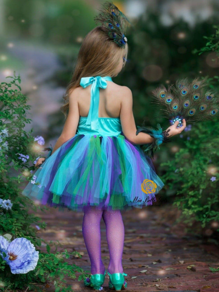 Girls Halloween Costumes | Peacock Fairy Tutu Dress - Mia Belle Girls