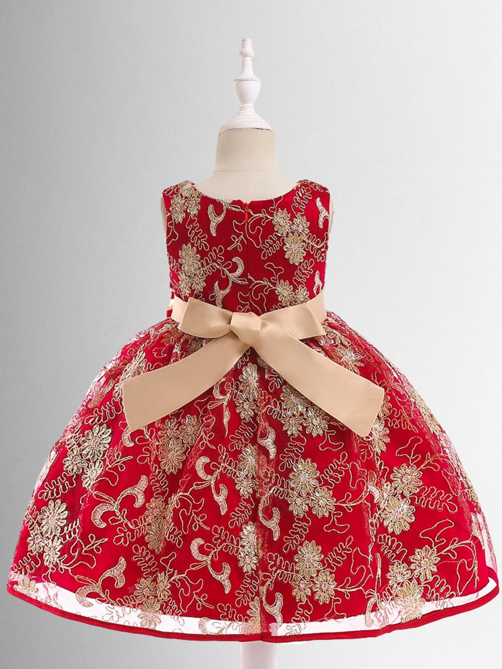 Winter Formal Wear | Girls Red & Gold Embroidered Holiday Dress – Mia ...