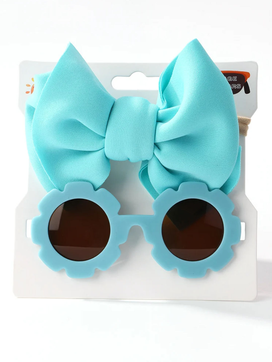 Floral Round Sunglasses and Matching Bow Set