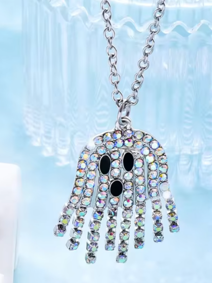 Halloween Ghost Shining Crystal Necklace