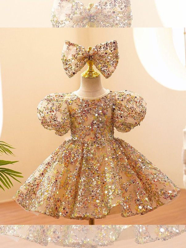 Gold sequin dress for little girl hotsell