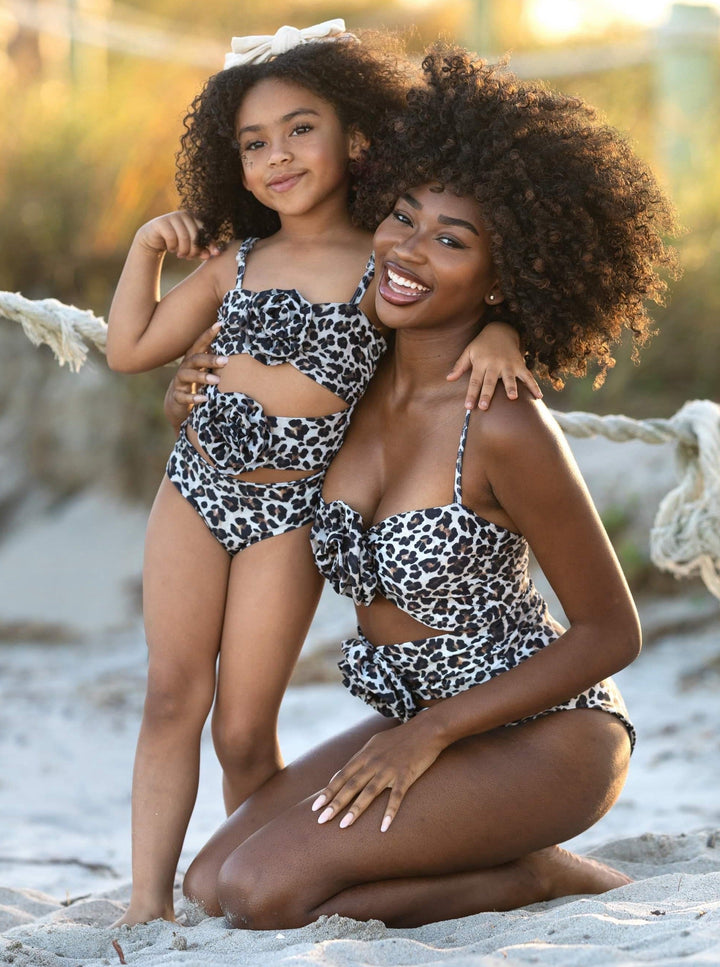 Mia Belle Gilrs Leopard Cutout One Piece Swimsuit | Mommy and Me