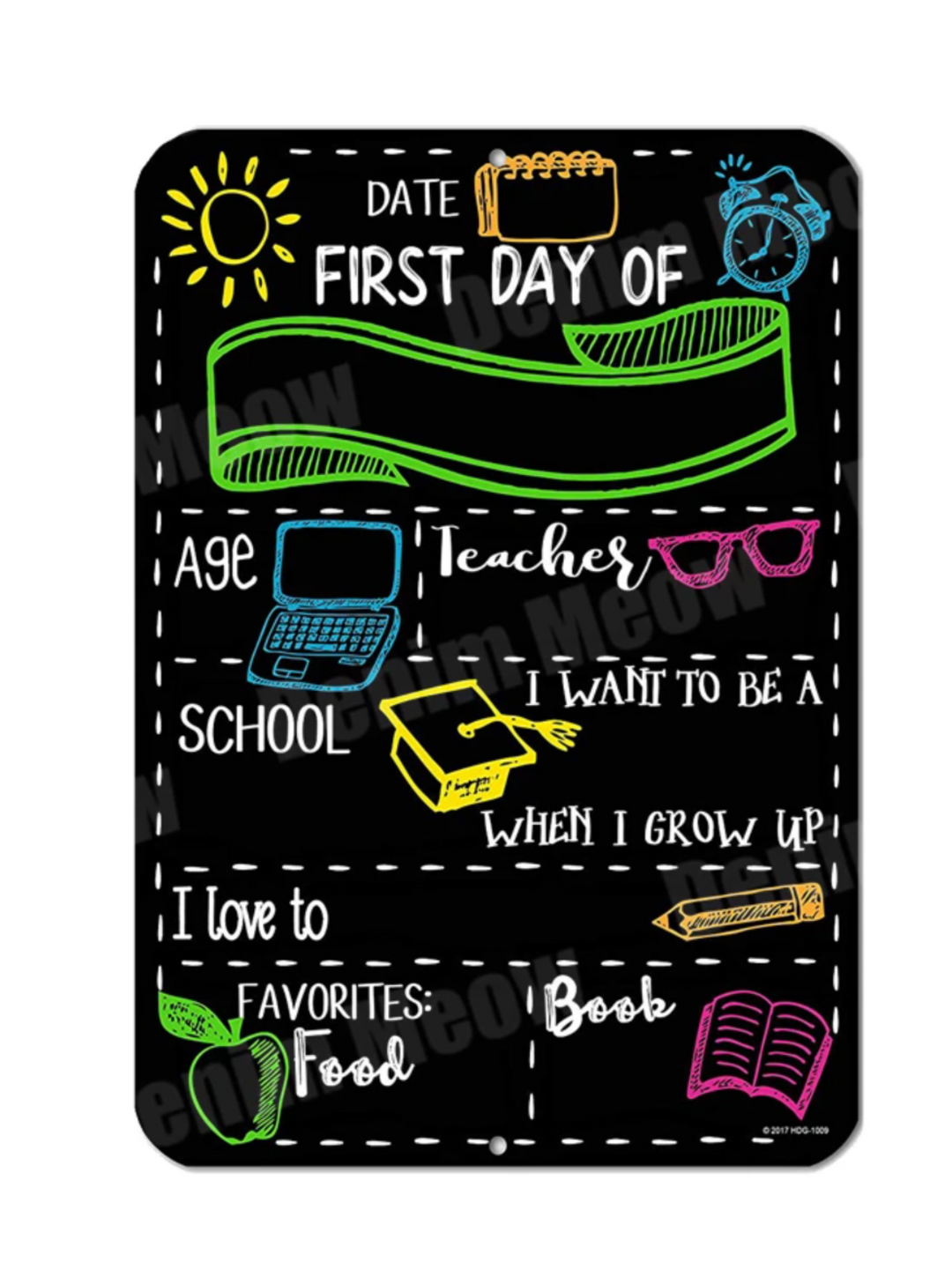 Colorful First Day of School Chalkboard