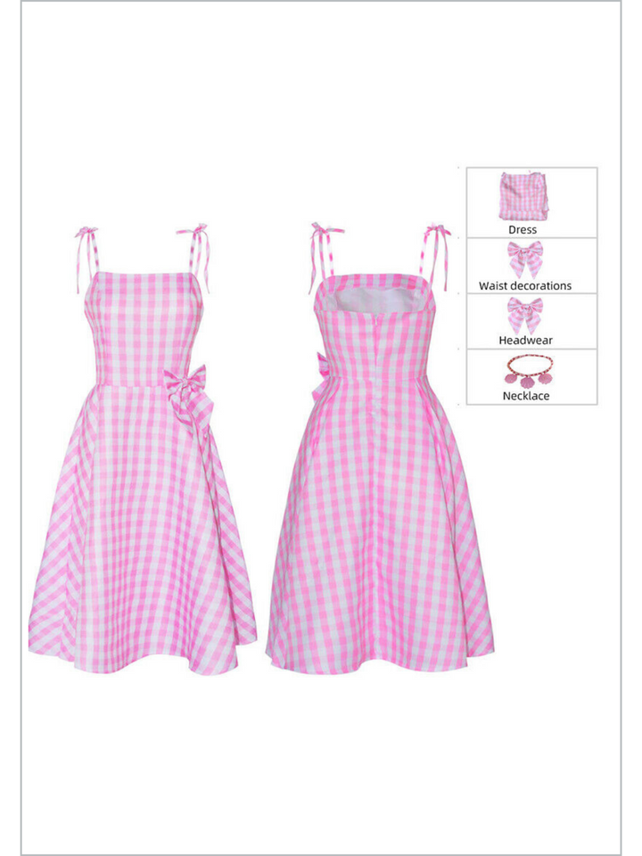 Mia Belle Mommy & Me Barbie Inspired Pink Gingham Dress Costumes