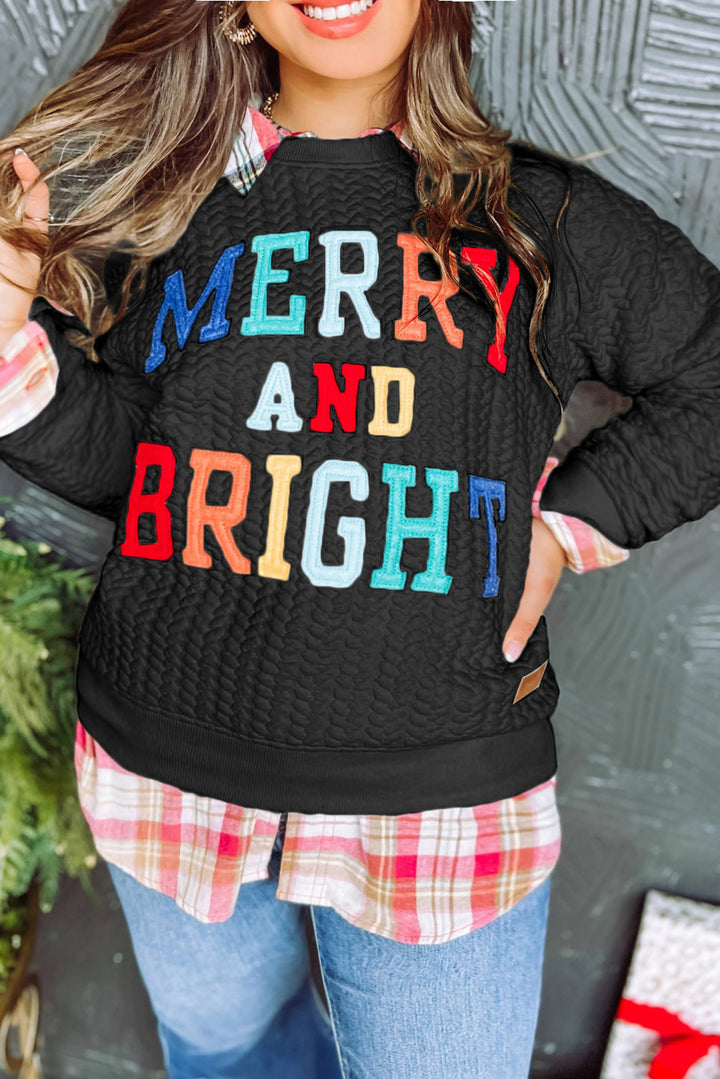 Womens Merry And Bright Cable Knit Pullover Sweatshirt