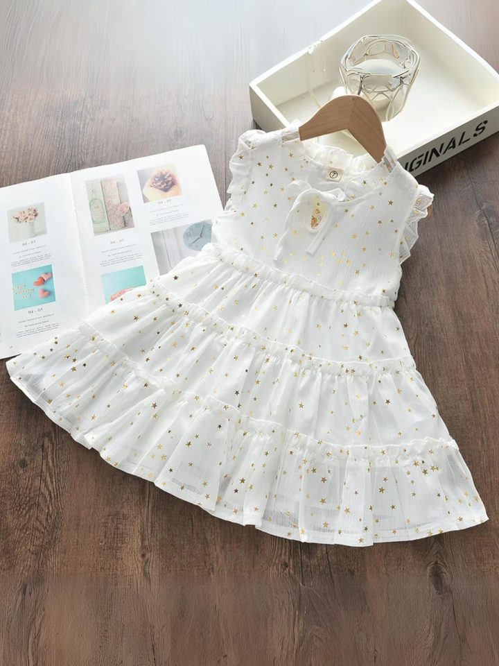 Mia Belle Girls Star Sequin Tiered Dress | Girls Summer Outfits