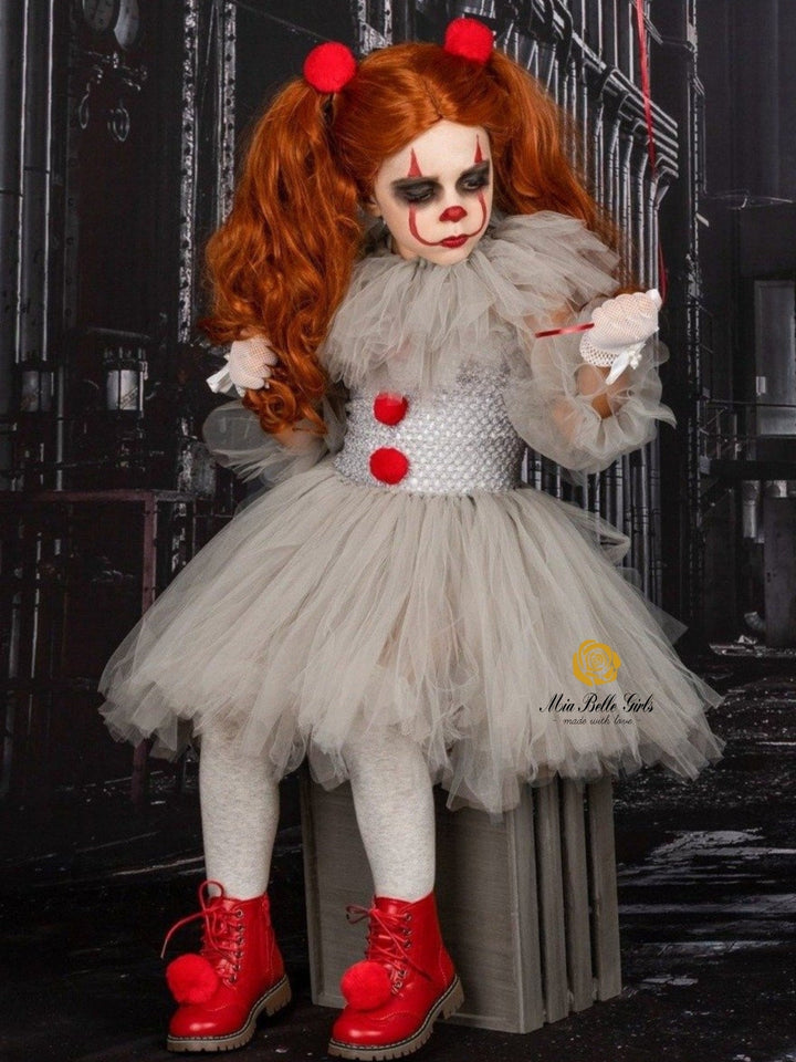 Girls Halloween Costumes | Scary Clown Tutu Dress | Mia Belle Girls