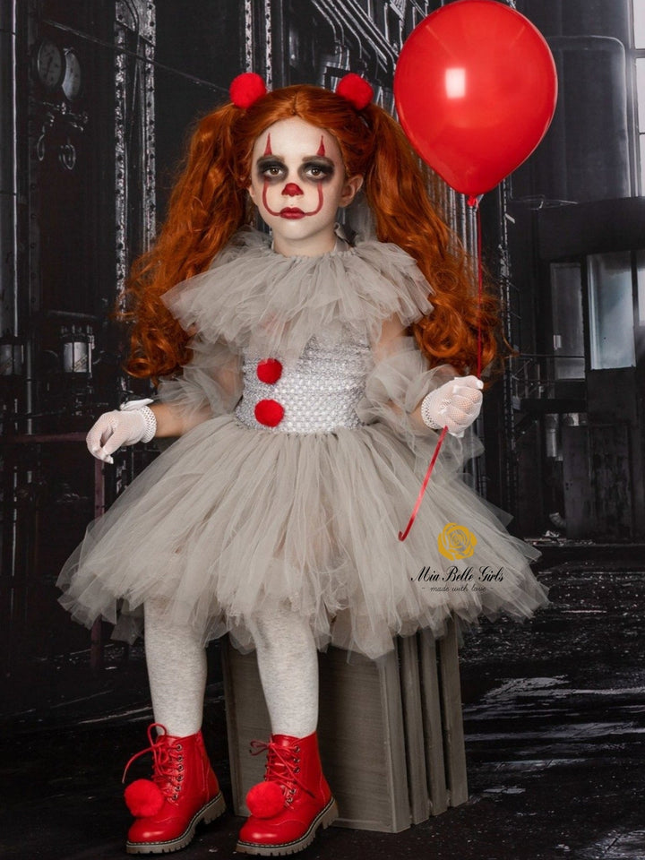 Girls Halloween Costumes | Scary Clown Tutu Dress | Mia Belle Girls