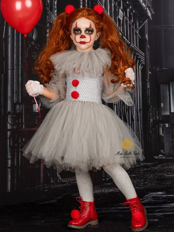 Girls Halloween Costumes | Scary Clown Tutu Dress | Mia Belle Girls