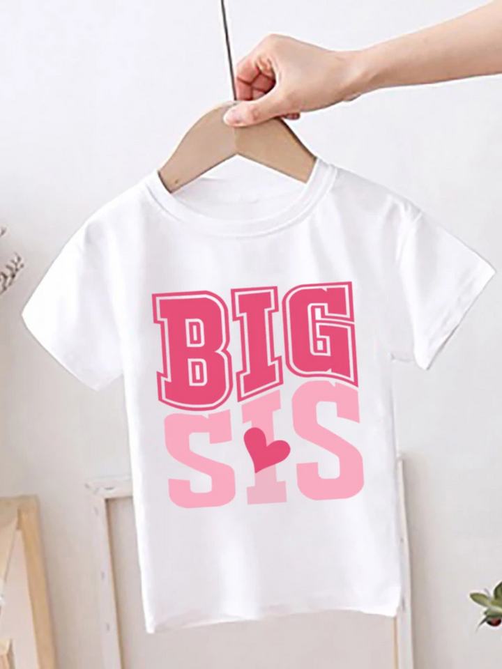 Girl's Big Sister and Little Sister Print Sibling Matching T-Shirts