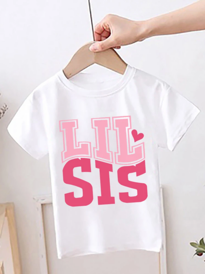 Girl's Big Sister and Little Sister Print Sibling Matching T-Shirts