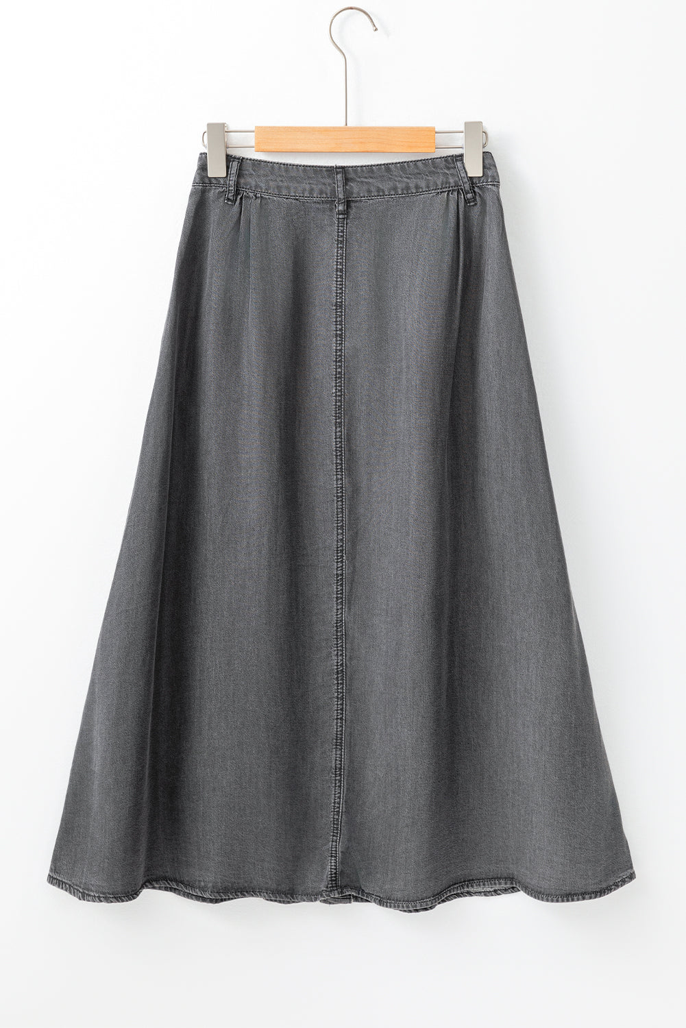 Womens Dark Grey Fully Buttoned Long Denim Skirt