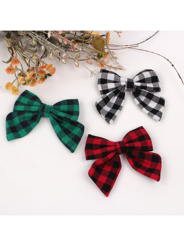 Girls Accessories | Classic Plaid Hair Bow Clips - Mia Belle Girls