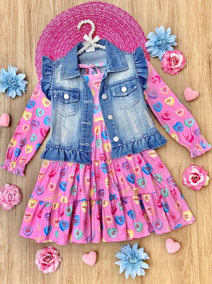 Sweethearts x Mia Belle Girls Darling Valentine Vest And Dress