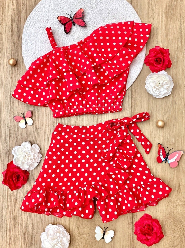 Mia Belle Girls Ruffled Wrap Skort Set | Girls Spring Outfits