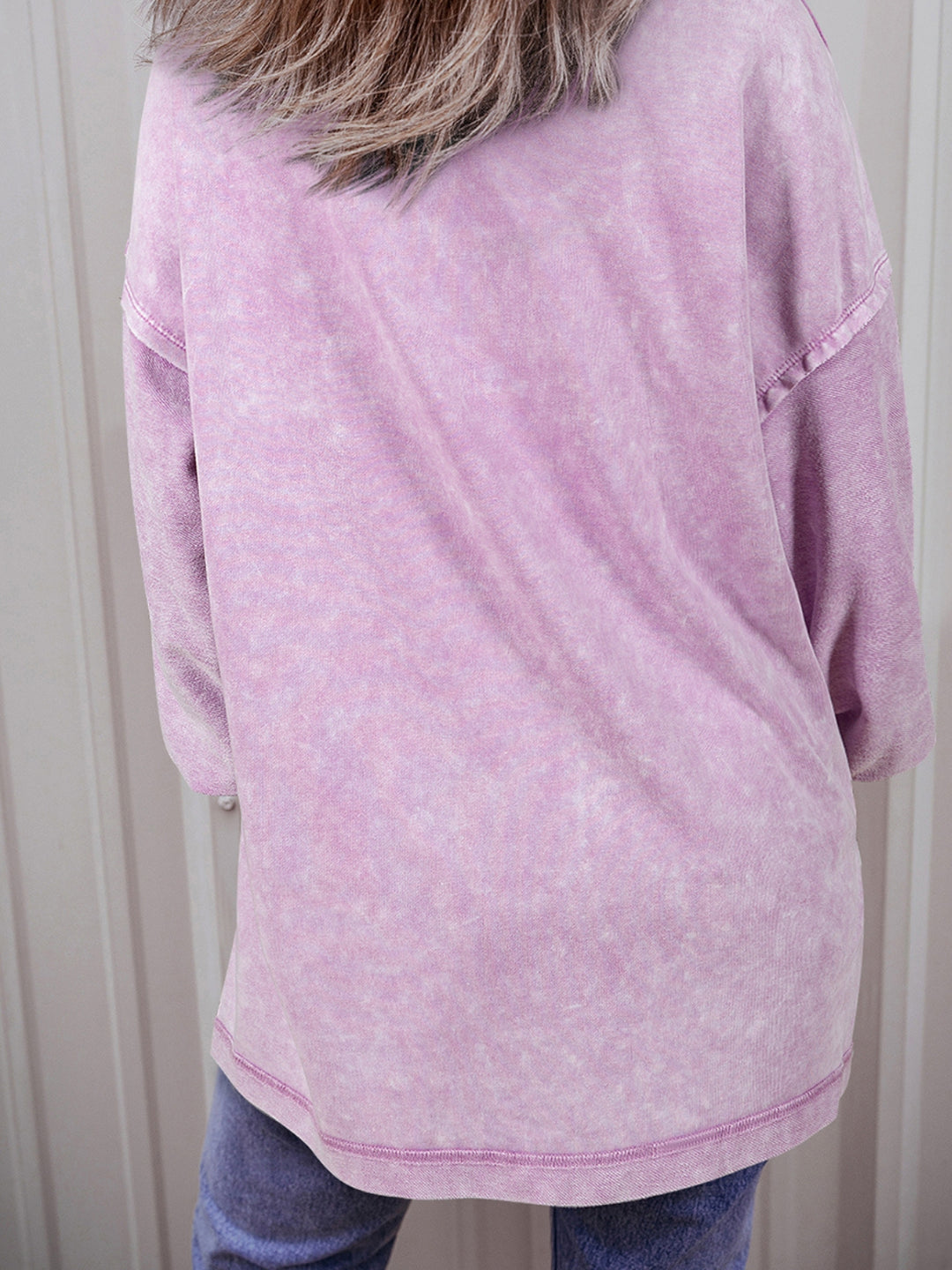 Orchid Petal Mineral Wash Drop Shoulder Pullover Sweatshirt