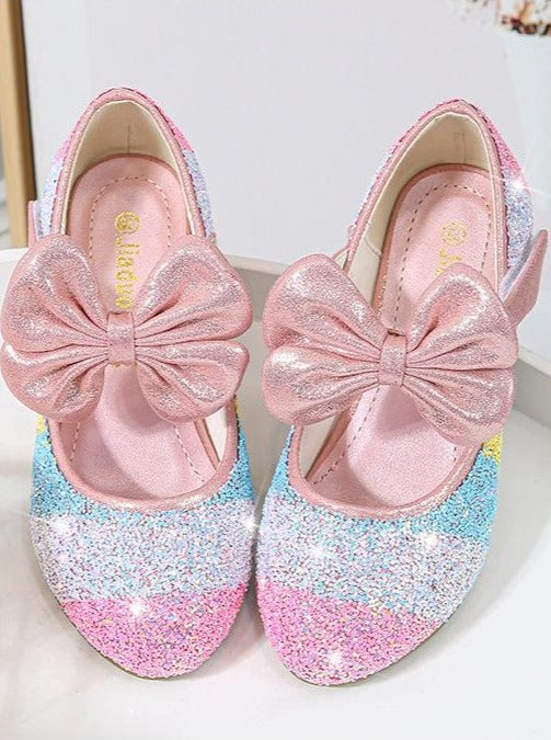 Girls Glitter Bowed Princess Shoes By Liv and Mia