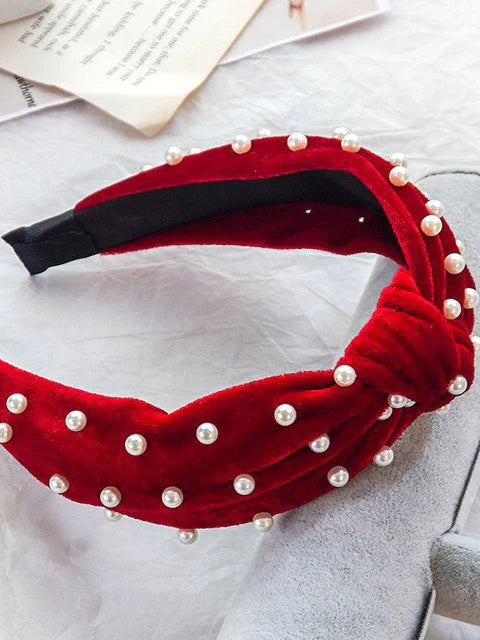 Little Girls Accessories | Toddler Velvet & Pearl Twist Knot Headband