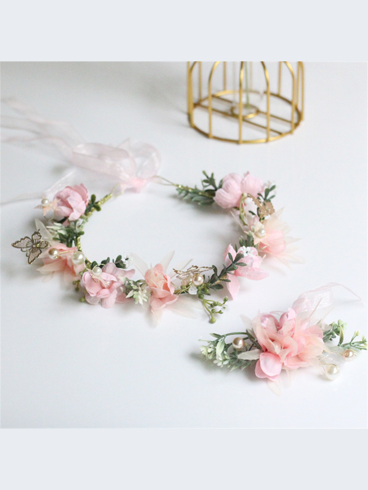 Blushing Blooms Pink Pearl Flower Crown – Mia Belle Girls